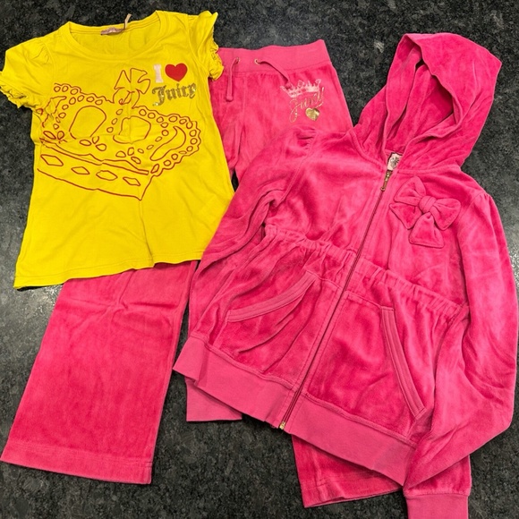 Girls Juicy Couture 3 Piece Matching Set Jacket Pants Tshirt